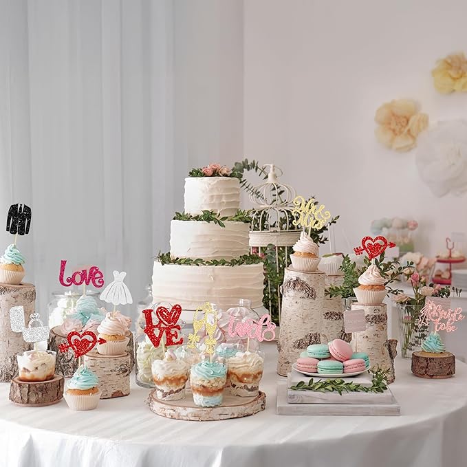 Ephlyn 30Pcs Bride to be Cupcake Toppers Glitter Wedding Cake Topper - Image 8