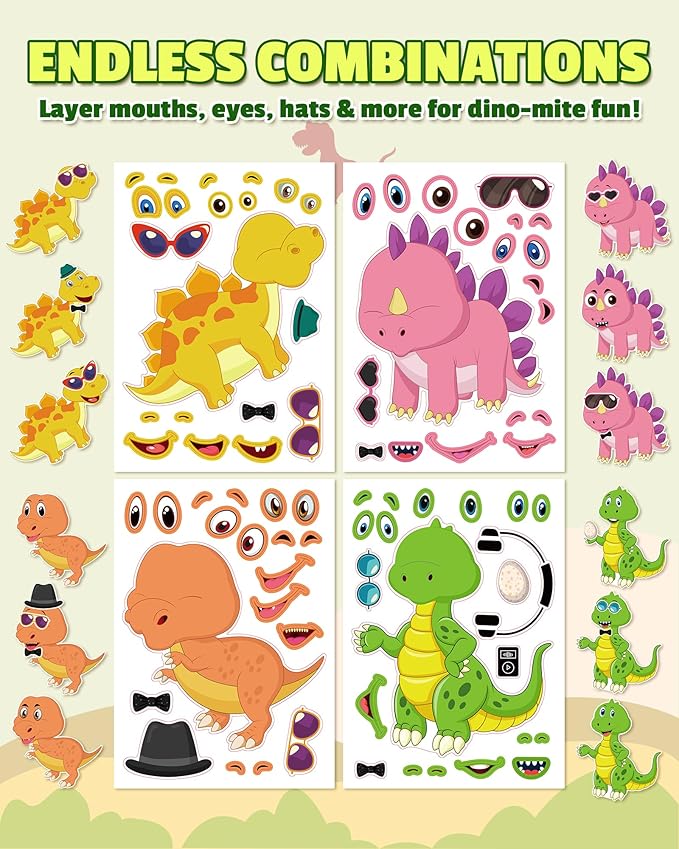 Aowplc 30 Sheets Make A Dinosaur Stickers - Image 8