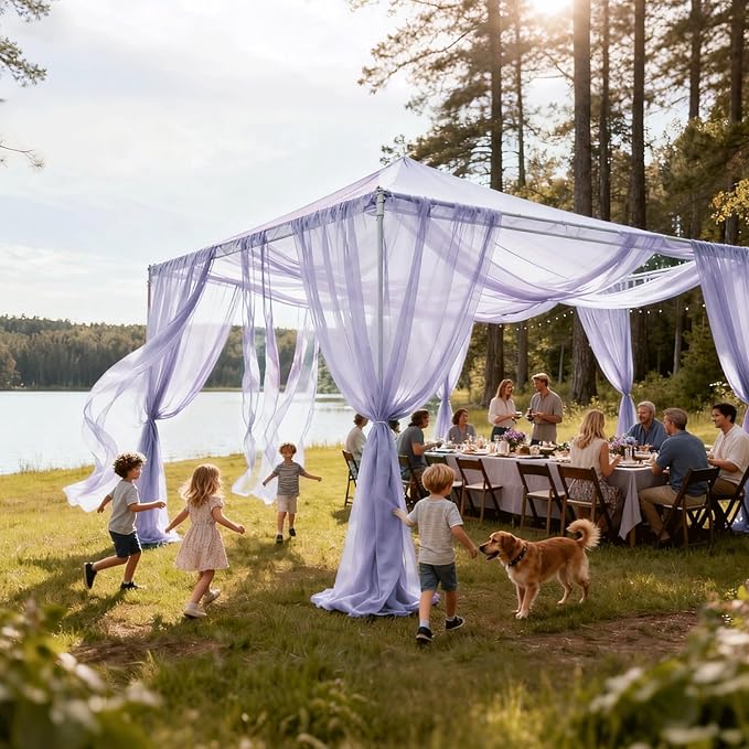 Wedding Arch Draping Fabric 29" x 18 FT Lavender Sheer Chiffon Outdoor Curtain - Image 8