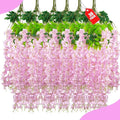 36 Pack Pink Wisteria Hanging Flowers, 3.44 Ft Fake Hanging Flowers, Artificial by ZEBMOON