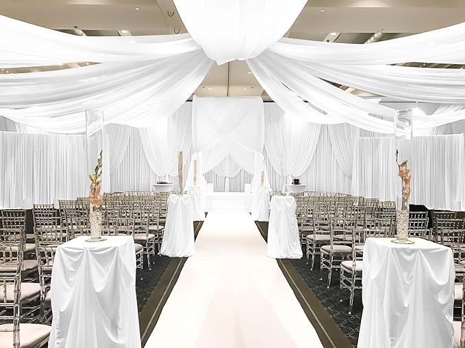 6 Panel White Wedding Drapes, 5ftx10ft Cheesecloth Sheer Fabric Curtains - Image 6