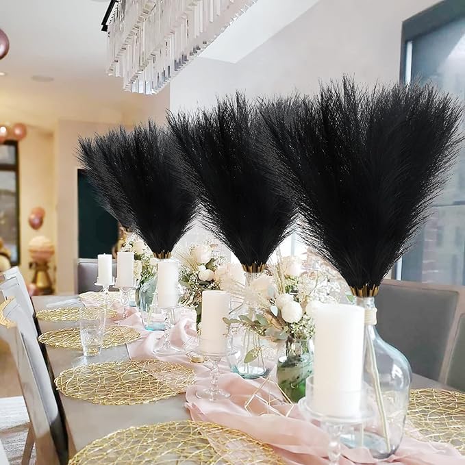 50pcs Faux Pampas Grass, 21.6" Short Artificial Pompous Grass Floral Fake - Image 2