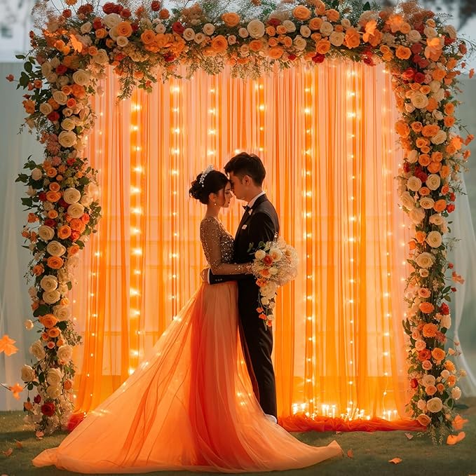 Orange Tulle Backdrop Curtain - Image 6