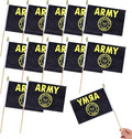 12Pcs Small USA Gold Crest Flags on Wooden Stick Mini Military Flag Hand Held by HSQCEZ