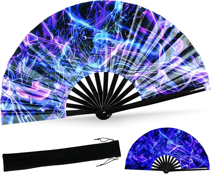 SYNTECSO Folding Hand Fan for Rave, Popping Fan for Line Dancing, Drag Queen by SYNTECSO