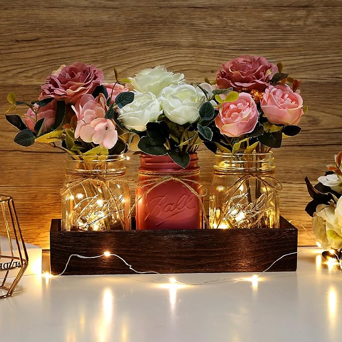 Mason Jar Lights Centerpiece for Table, Mason Jar Centerpiece Decor for Dining - Image 4