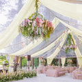 4 Panels Ivory Ceiling Drapes for Wedding 5ftx30ft Sheer Drapery Chiffon Fabric by REWOMC