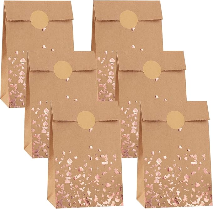 Cooraby 30 Pieces Kraft Paper Bronzing Rose Gold Bags by Cooraby