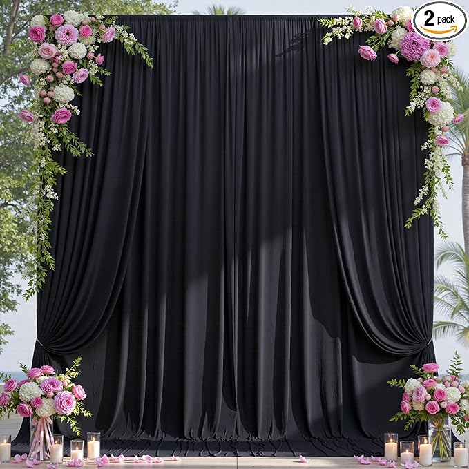10×14ft Wrinkle Free Black Backdrop Curtain by ENJOYYOURPARTY