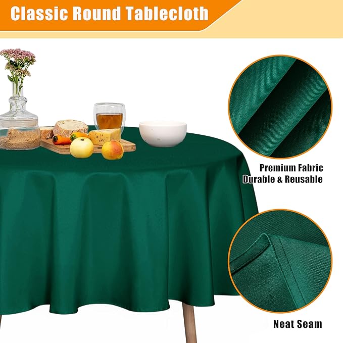 Fitable Green Round Tablecloth 60 inch, Stain and Wrinkle Resistant Washable - Image 4