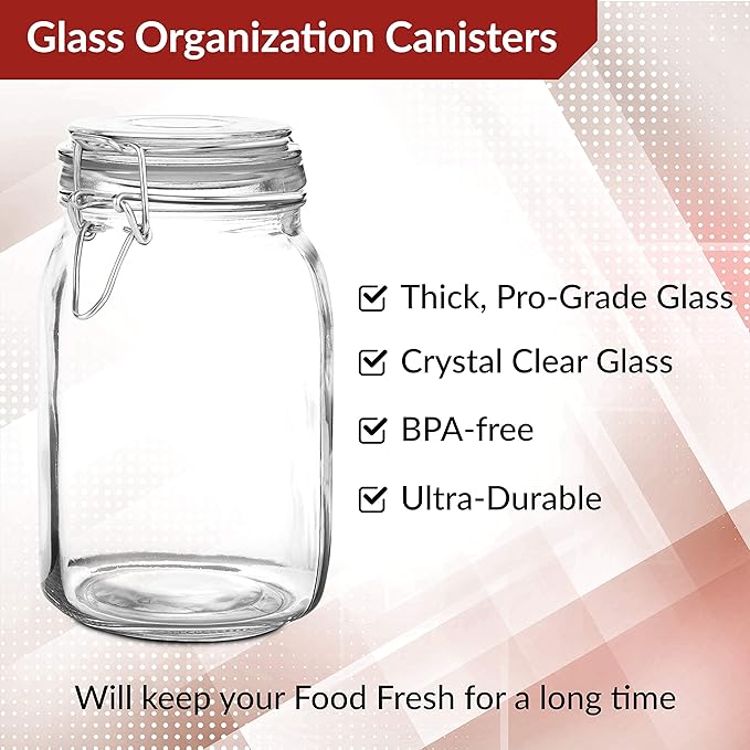 Set of 3 Mason Jars with Lid | Airtight Glass Storage Containers - Image 3