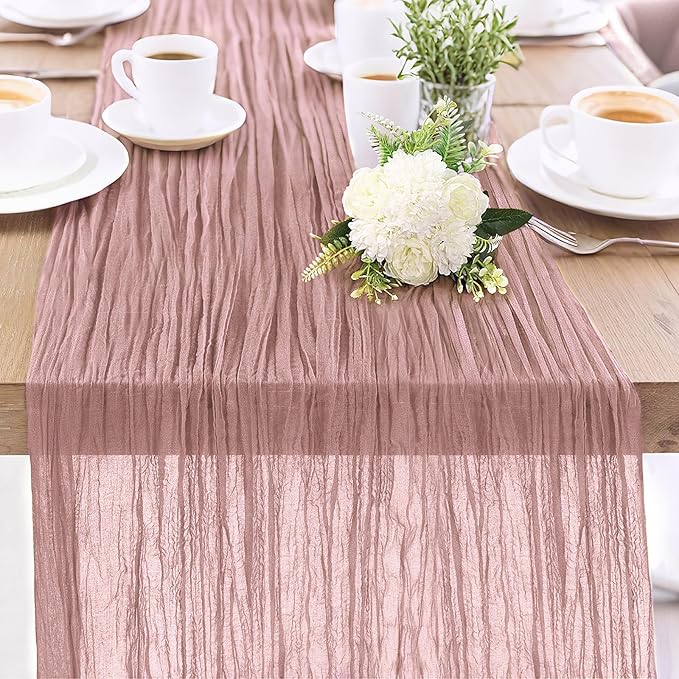 1-Pack Dusty Pink Cheesecloth Table Runners – 10FT Boho Rustic Gauze Fabric by Unknown