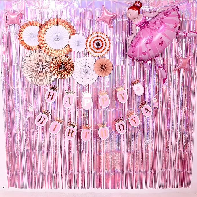 BRAVESHINE 1 Purple 1 Pink Streamers Party Photo Backdrop - Image 8