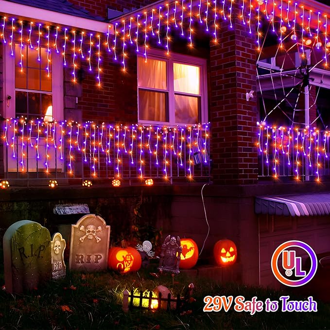 KNONEW Orange Purple Halloween Lights 33FT 400 LED String Lights Outdoor - Image 4