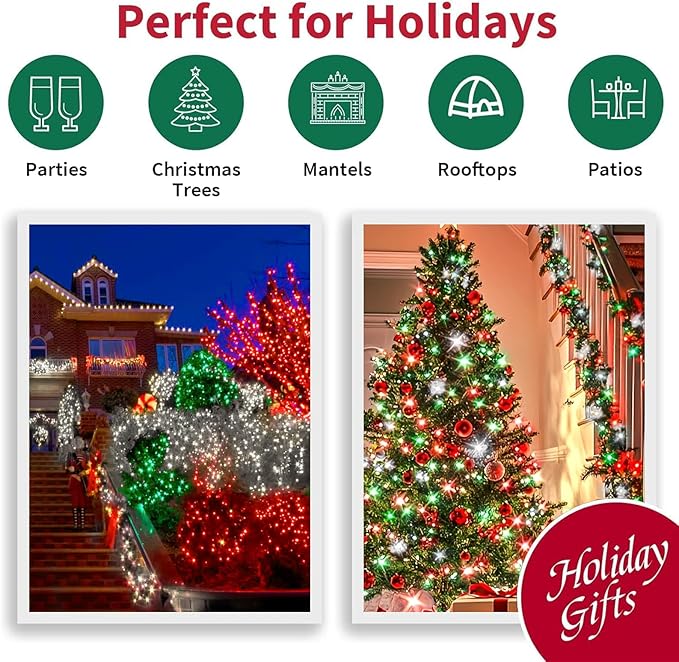 LAMPHOME 33ft Christmas Decorative Mini Lights, 100 LED Transparent Wire Fairy - Image 6