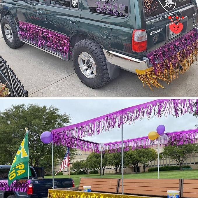 Thick 10 Feet by 15 Inch Purple Foil Fringe Garland - Image 6