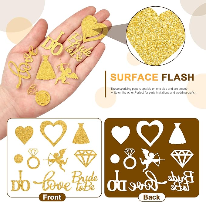 200pcs Wedding Table Confetti, 10 Shapes Table Scatters Glitter Diamond Ring - Image 5