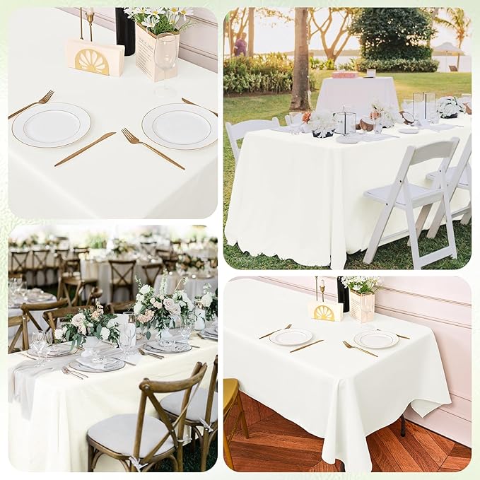 6 Pack Ivory Tablecloths for 8ft Rectangle Tables 60 x 126 Inch - Image 4
