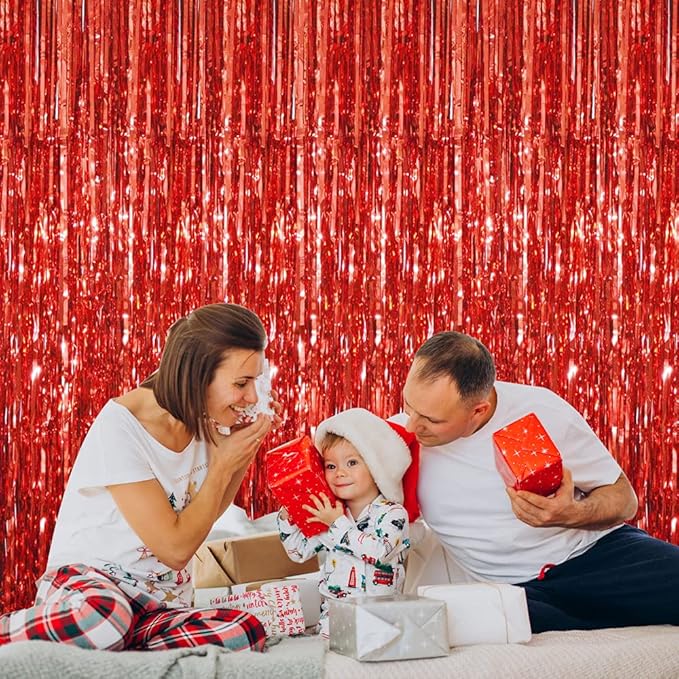 GOER 3.2 ft x 8.2 ft Metallic Tinsel Foil Fringe Curtains, Party Streamer - Image 6