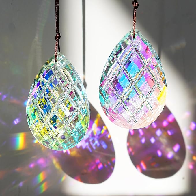 HDCRYSTALGIFTS Set 2 Crystal Sun Catcher Prisms Pendant by HDCRYSTALGIFTS