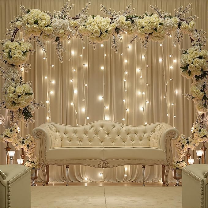 20ftx12ft Wrinkle Free Beige Backdrop Curtain, 4 Panels 12FT Height Beige - Image 8
