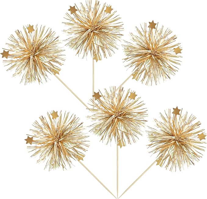 Ephlyn 30Pcs Foil Firework Cupcake Toppers Party Birthday Cake Toppers Supplies - Image 3