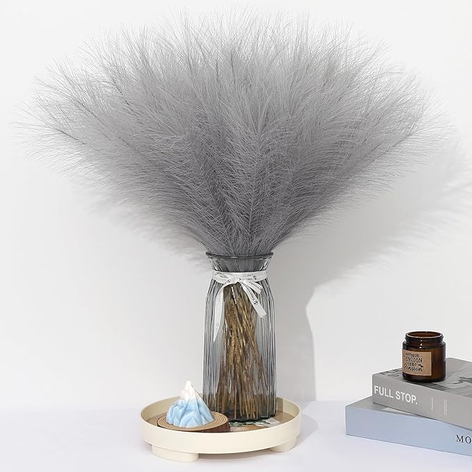 Grey Pampas Grass Decor 30 Pcs 21.7 Inch Faux Gray Pampas Grass Bulk Artificial by Unknown