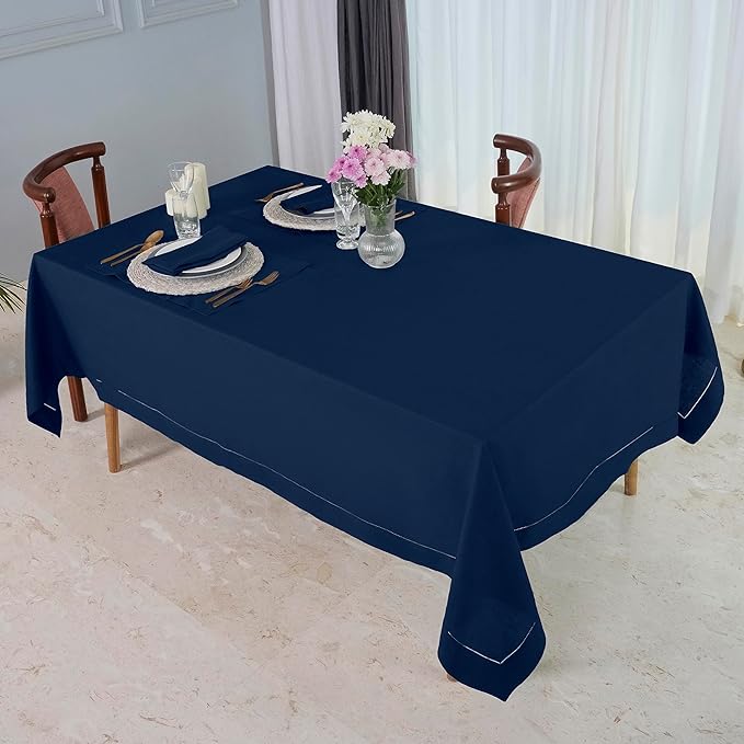 D'Moksha Homes Navy Blue Linen Tablecloth 60 x 108 Inch - Image 6