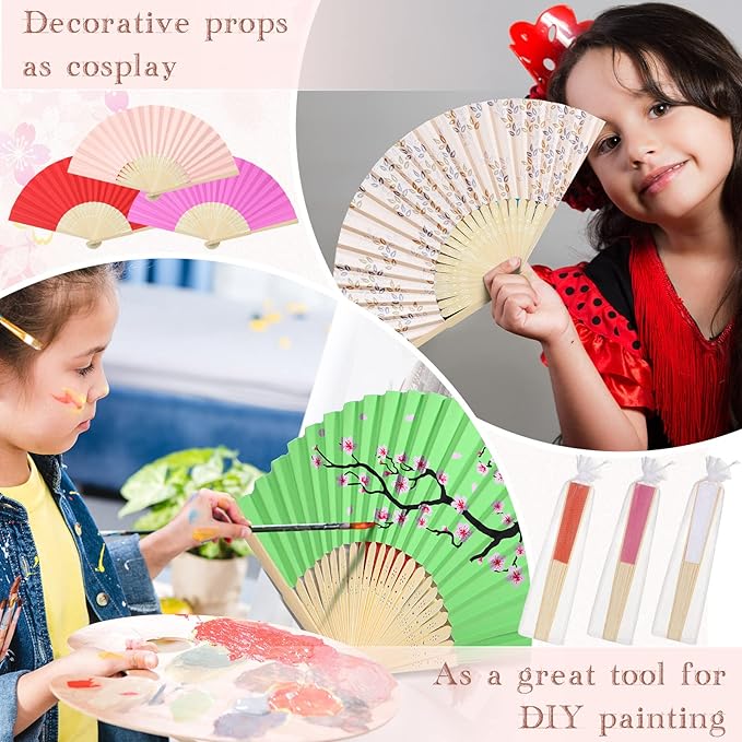 Chunful 100 Pieces Paper Hand Fan Multicolor Bamboo Folding Fans Handheld - Image 4