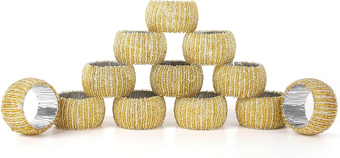 Decorative Beaded Napkin Rings Set of 12 - Image 5
