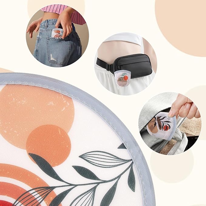 4Pcs Bohemian Round Foldable Hand Fan Japanese Foldable Fan Style Handheld - Image 6
