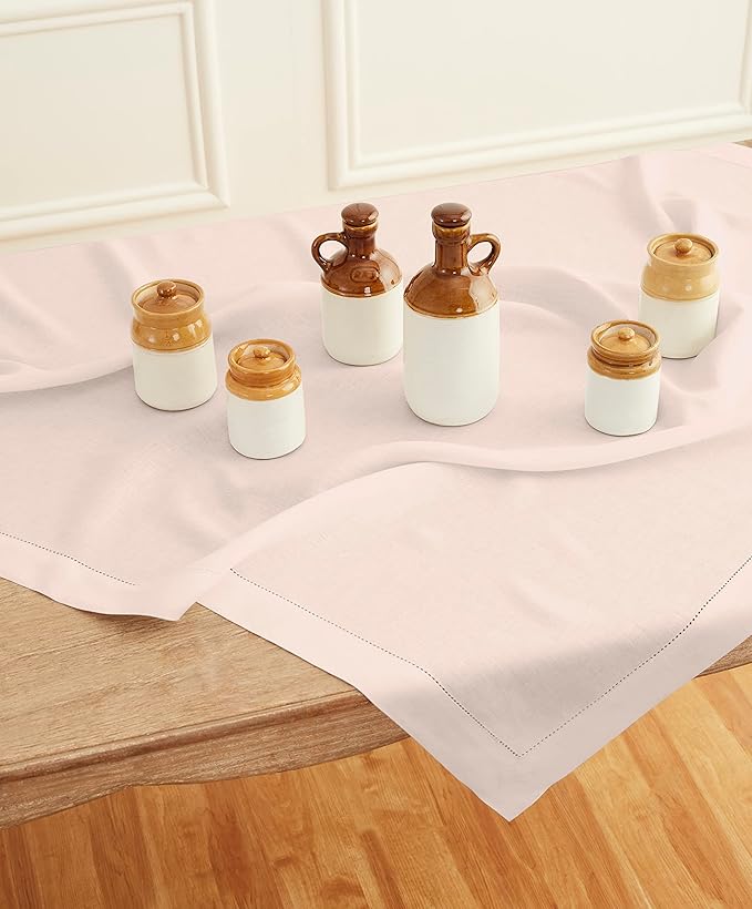 Solino Home Pink Linen Tablecloth 52 x 52 Inch - Image 2