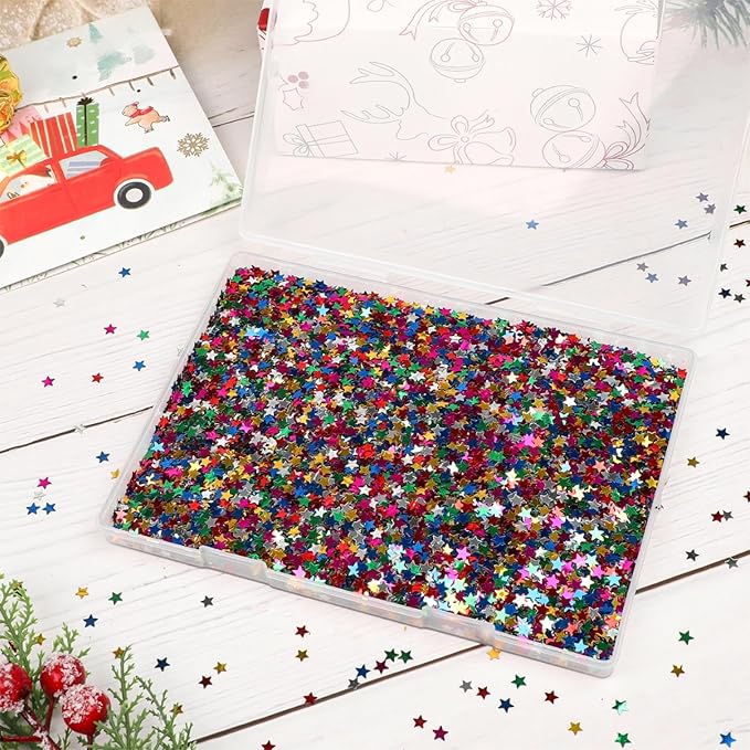 STEFORD 150g Rainbow Star Confetti, 6mm Multicolor Star Glitter Metallic Sequin - Image 2