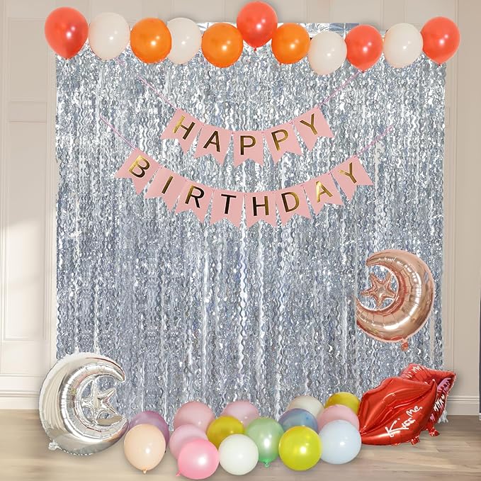 4 Pack 3.3 ft x 6.6 ft Silver Metallic Tinsel Foil Fringe Curtains - Image 9