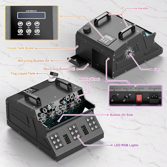2000W Fog Machine, 3 in 1 Fog Bubble Machine - Image 6