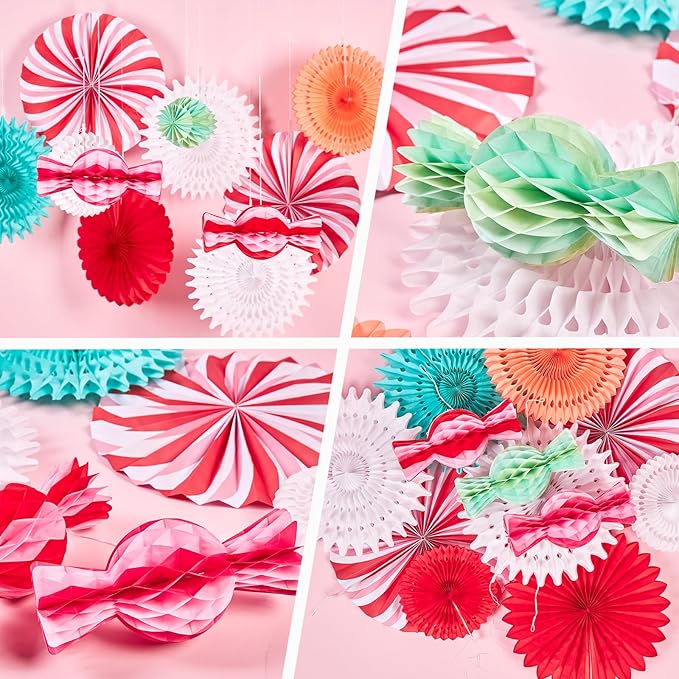 Christmas Hanging Paper Fans Decoration Christmas Peppermint Candy Hanging - Image 7