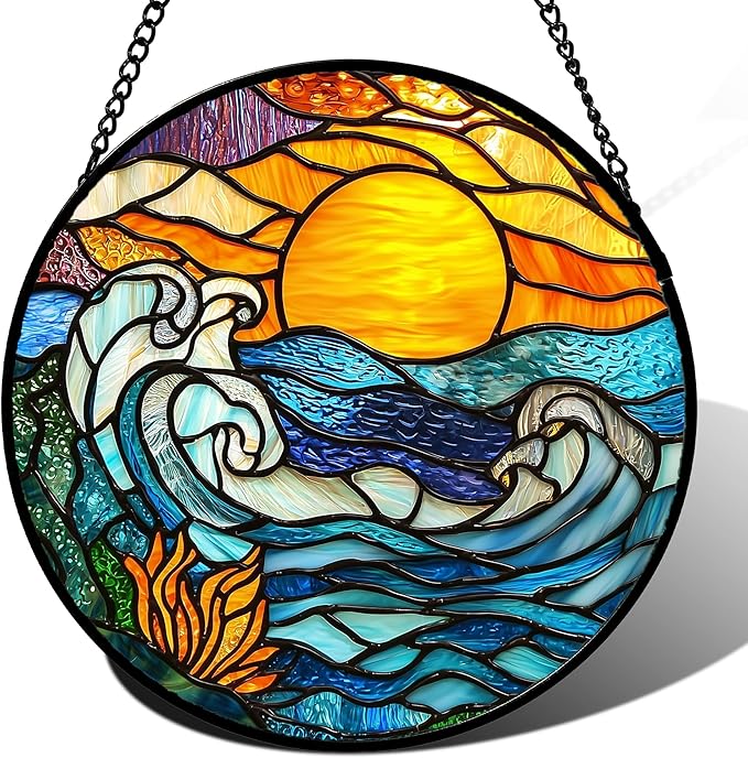 Stained Glass Window Hanging, Men Mom 6.3 in by JOSUMALY