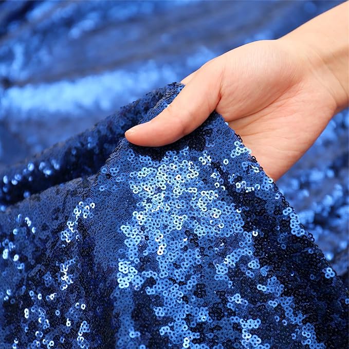 SquarePie Sequin Tablecloth 50 x 72 Inch Navy Blue Sparkly Table Linen - Image 9