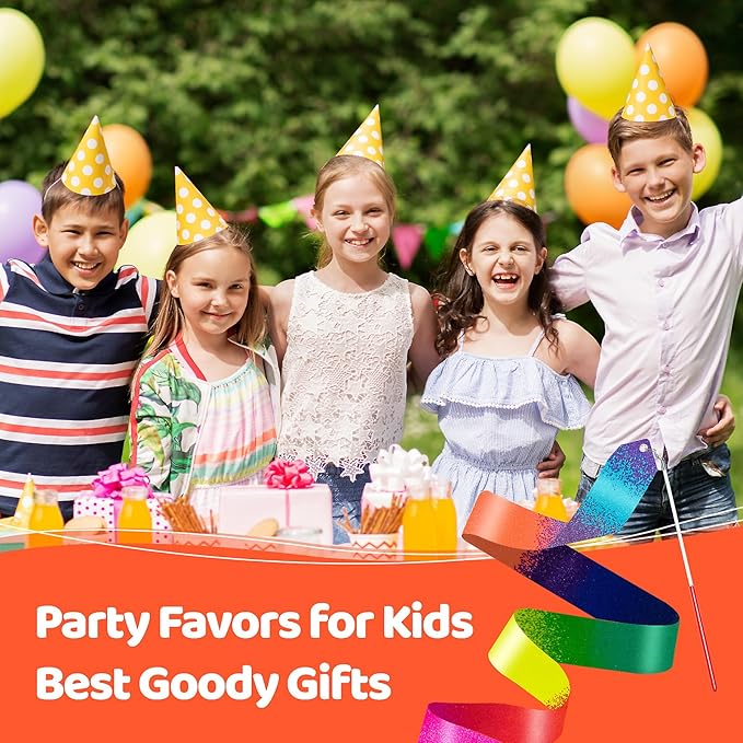 20 Pack Ribbon Dancer Wands for Kids, Rainbow Streamers Dance Ribbon, Party - Image 7