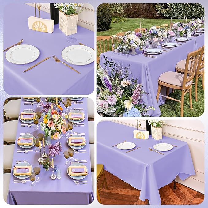 6 Pack Lavender Tablecloths for 8ft Rectangle Tables 60 x 126 Inch - Image 4