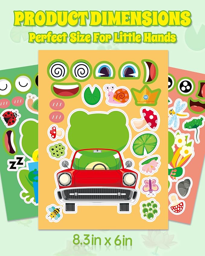 Aowplc 32 Sheets Frog Make-a-Face Stickers - Image 4