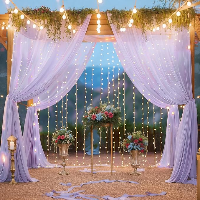 10ft x 10ft Lavender Chiffon Backdrop Curtain - Image 4