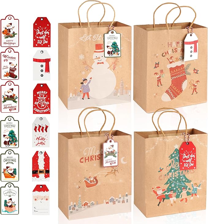 LYLIN 12Pcs Kraft Christmas Gift Bags - Image 2