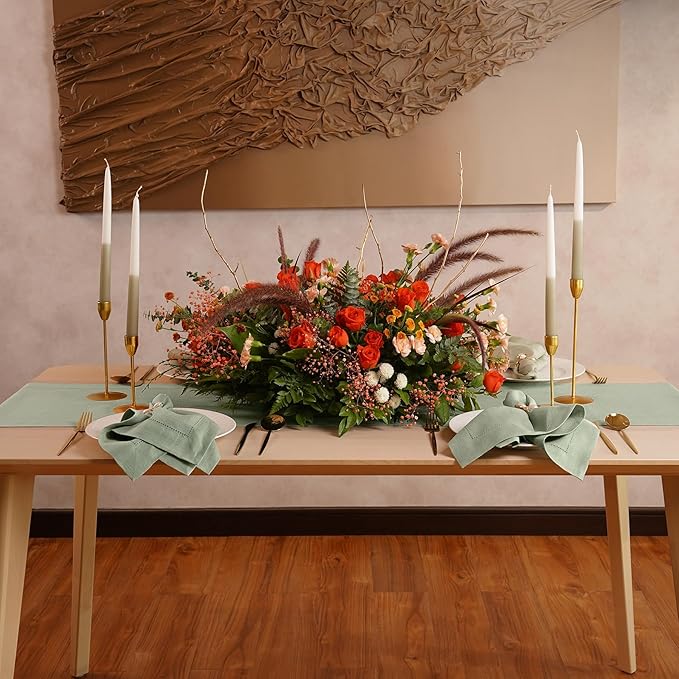 Linen Table Runner 72 inches Long – Hemstitch, 100% Pure Linen Sage Green - Image 5