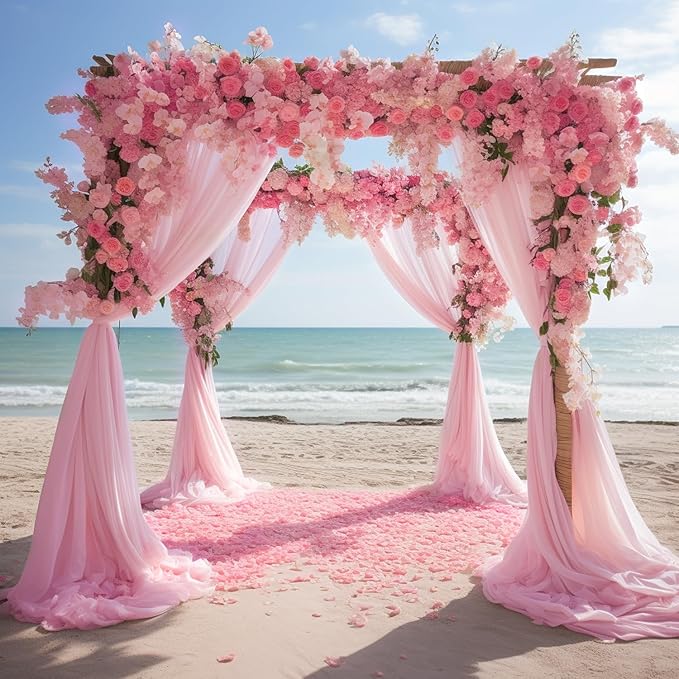 Wokceer Wedding Arch Draping 2 Panels 28.7" x 20FT Blush Pink Sheer Fabric - Image 7