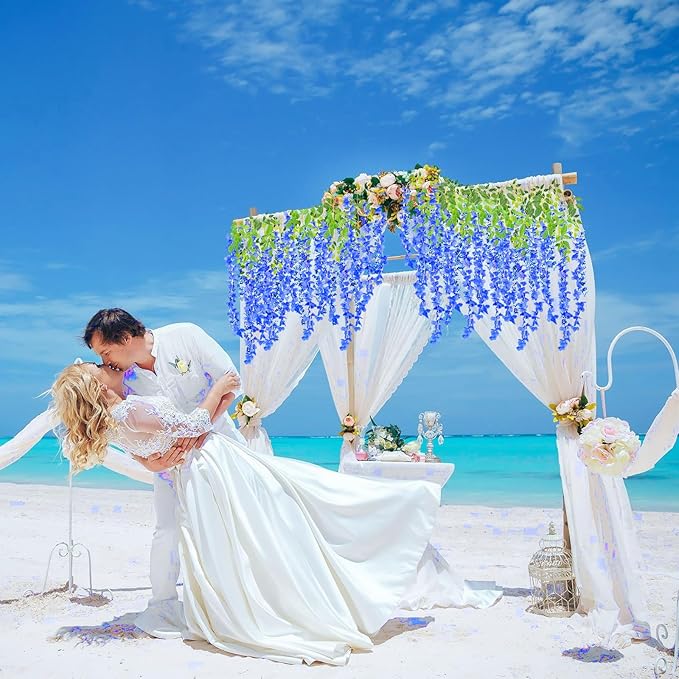 36 Pack Royal Blue Wisteria Hanging Flowers, 3.44 Ft Fake Hanging Flowers - Image 5