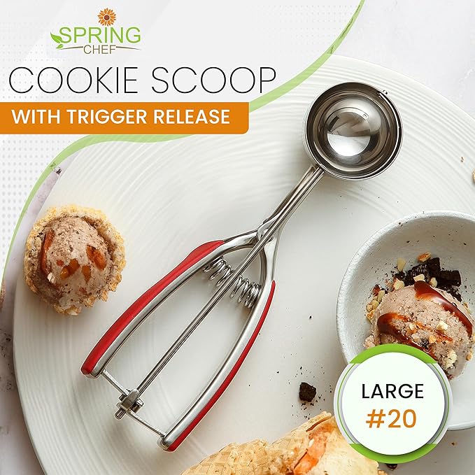 Spring Chef Red Large Stainless Steel Cookie Scoop - Image 7