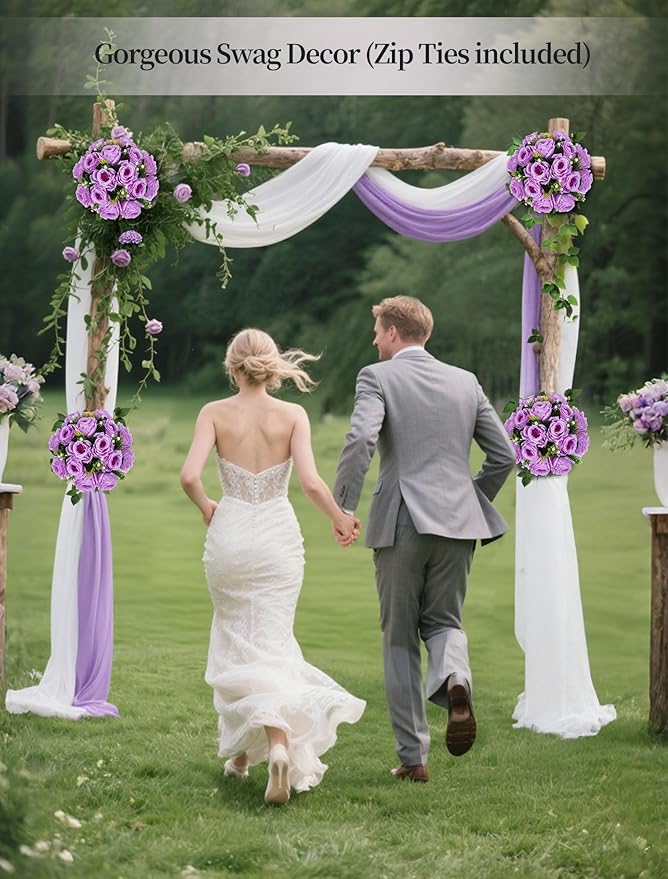 BLOSMON Flower Balls Wedding Rose Centerpieces 6 Pcs Lilac Fake Flowers Kissing - Image 6