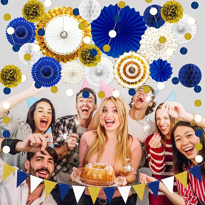 Blue and Gold Party Decorations - Image 5