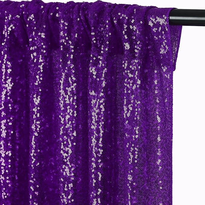 JYFLZQ Purple Sequin Backdrop Curtains 2ft x 8ft 2 Panels Glitter Photo Booth - Image 5